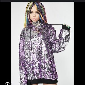 Jaded London All Over Sequin Festival Hoodie size medium